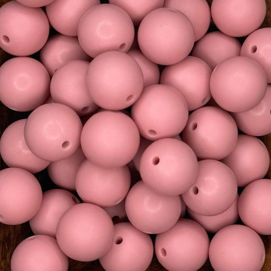 Pink Mauve Solid 15mm Round Silicone Beads