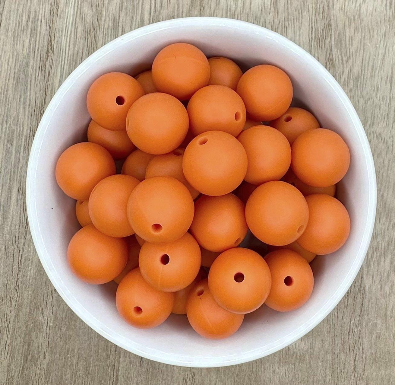 Autumn Orange 15mm Round Silicone Beads