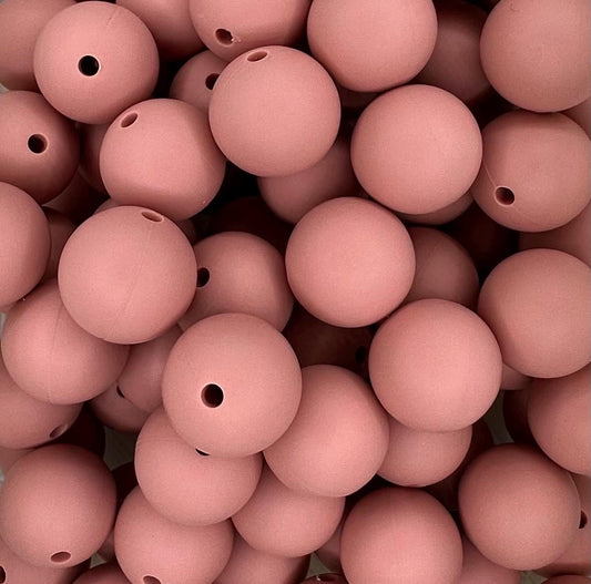 Mauve Peach 15mm Round Silicone Beads