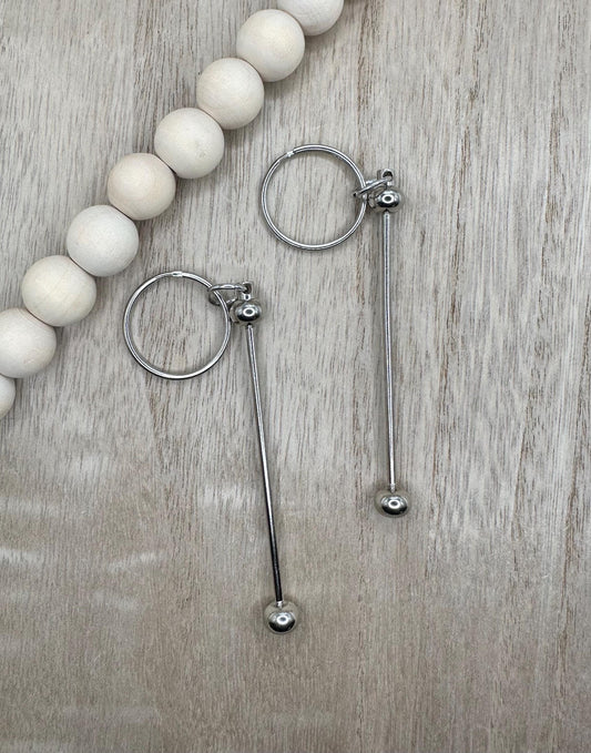 Beadable Key Chain Bar Silver
