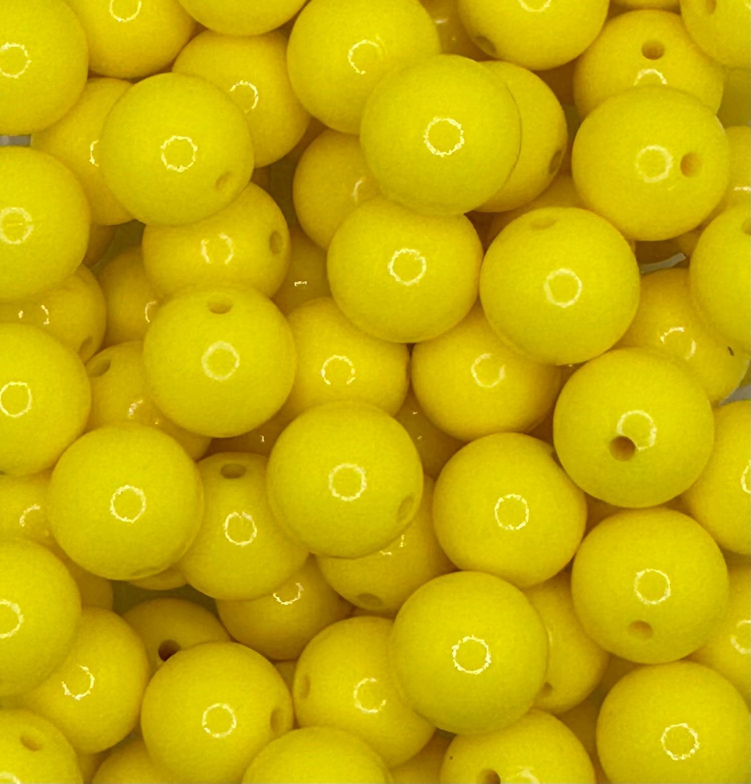 Yellow Liquid Gloss 15mm Round Silicone Beads