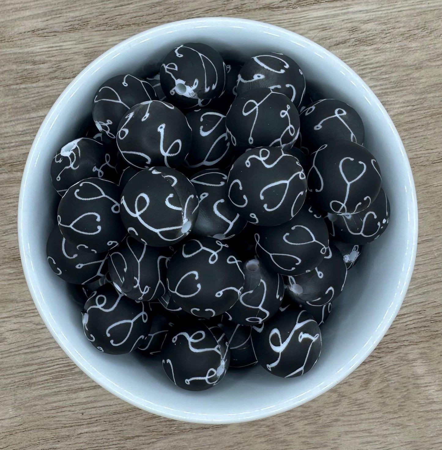 Large Stethoscope Print 15mm Round Silicone Beads