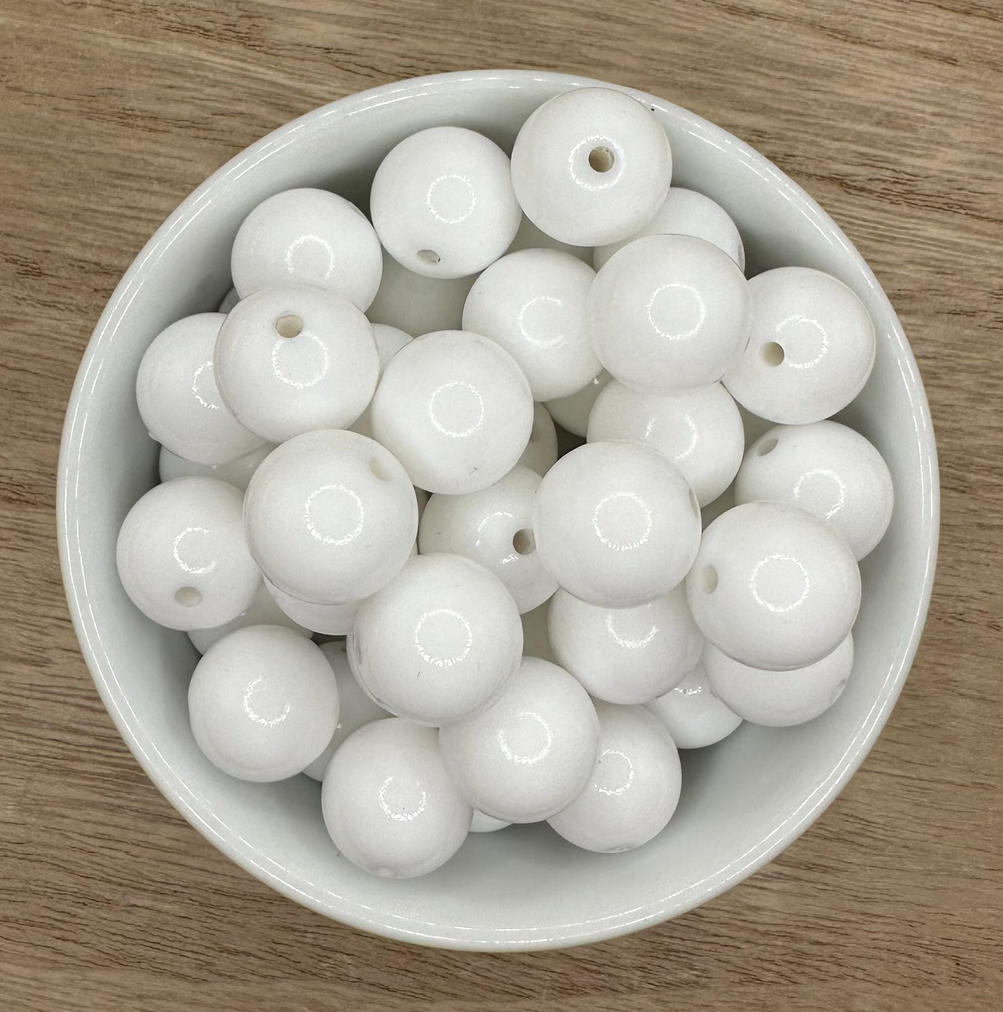 White Liquid Gloss 15mm Round Silicone Beads