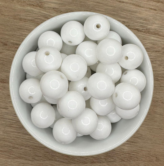 White Liquid Gloss 15mm Round Silicone Beads