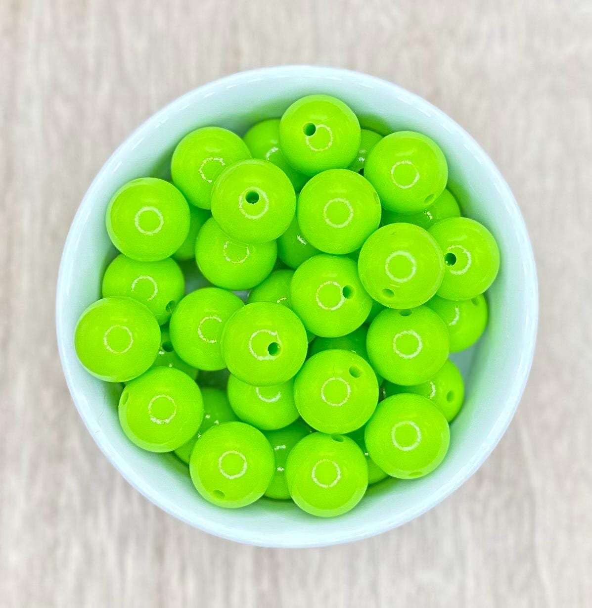 Lime Green Glossy Liquid 15mm Round Silicone Beads