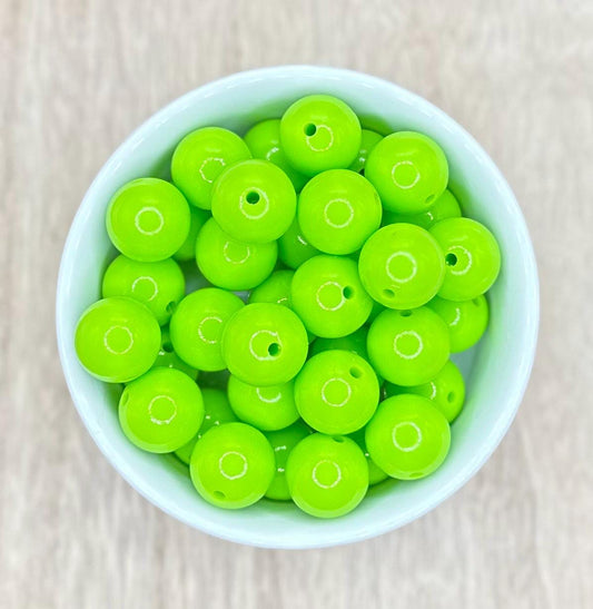 Lime Green Glossy Liquid 15mm Round Silicone Beads