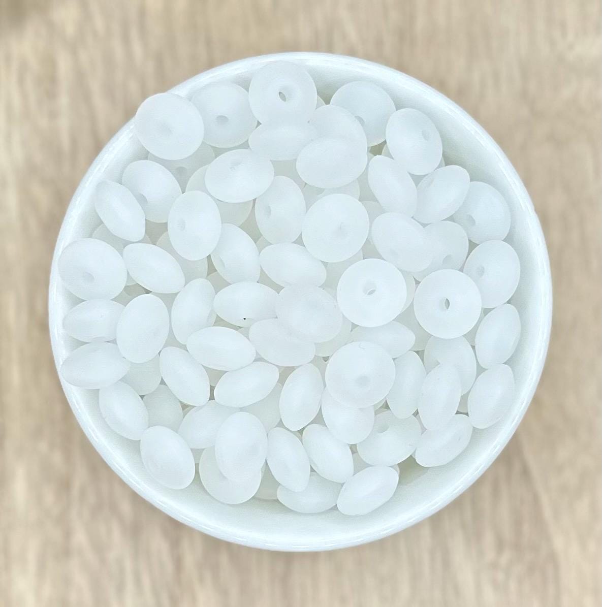 Frosted Clear Saucer Lentil 12mm Spacer Silicone Beads