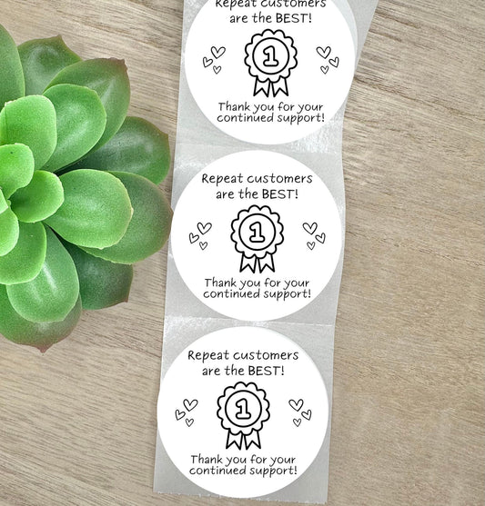 Repeat customers are the best thank you stickers, Round 2in Business Packing Stickers