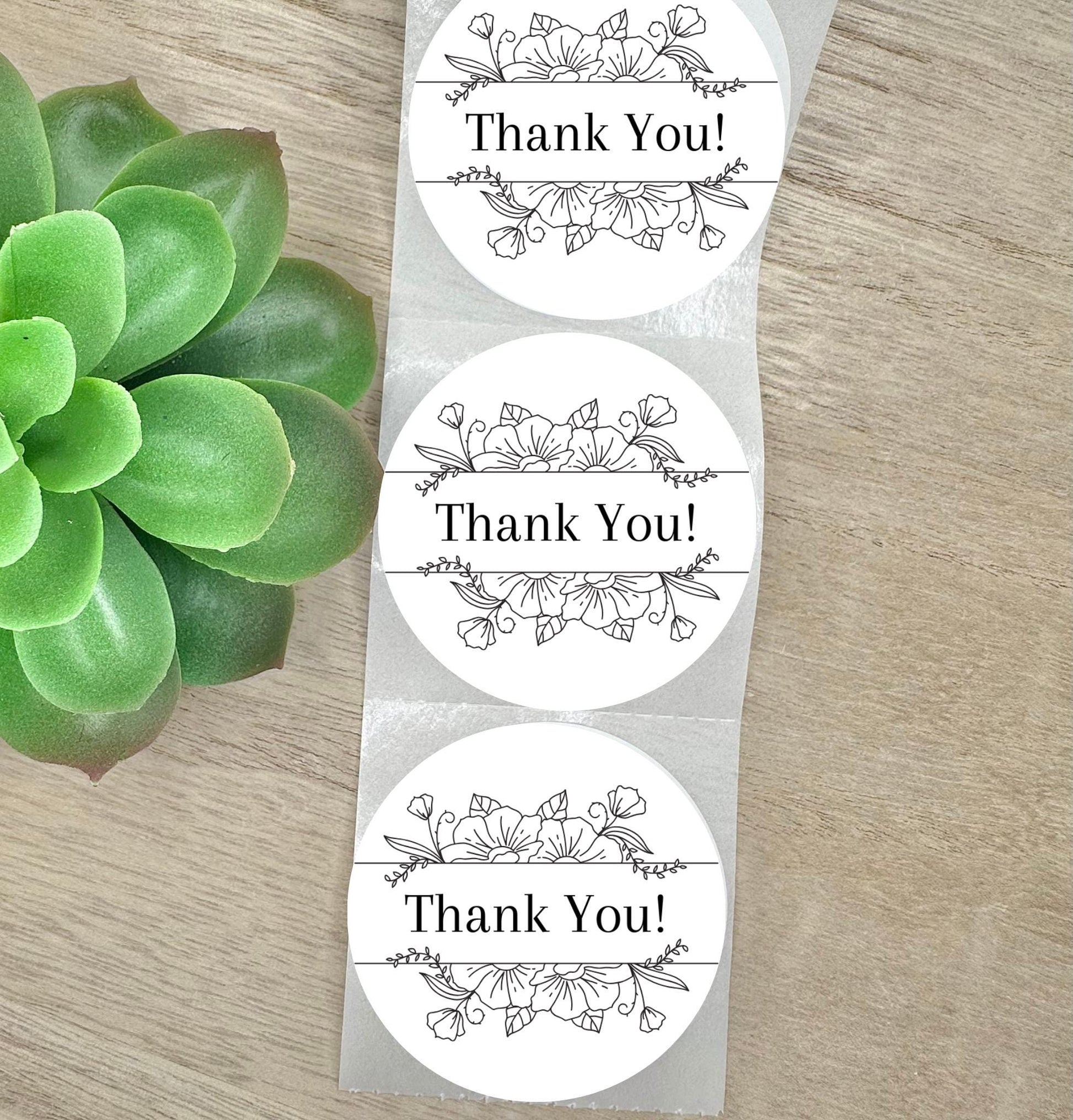 Thank You Dainty Floral Boarder Stickers, Round 2in Business Packing Stickers