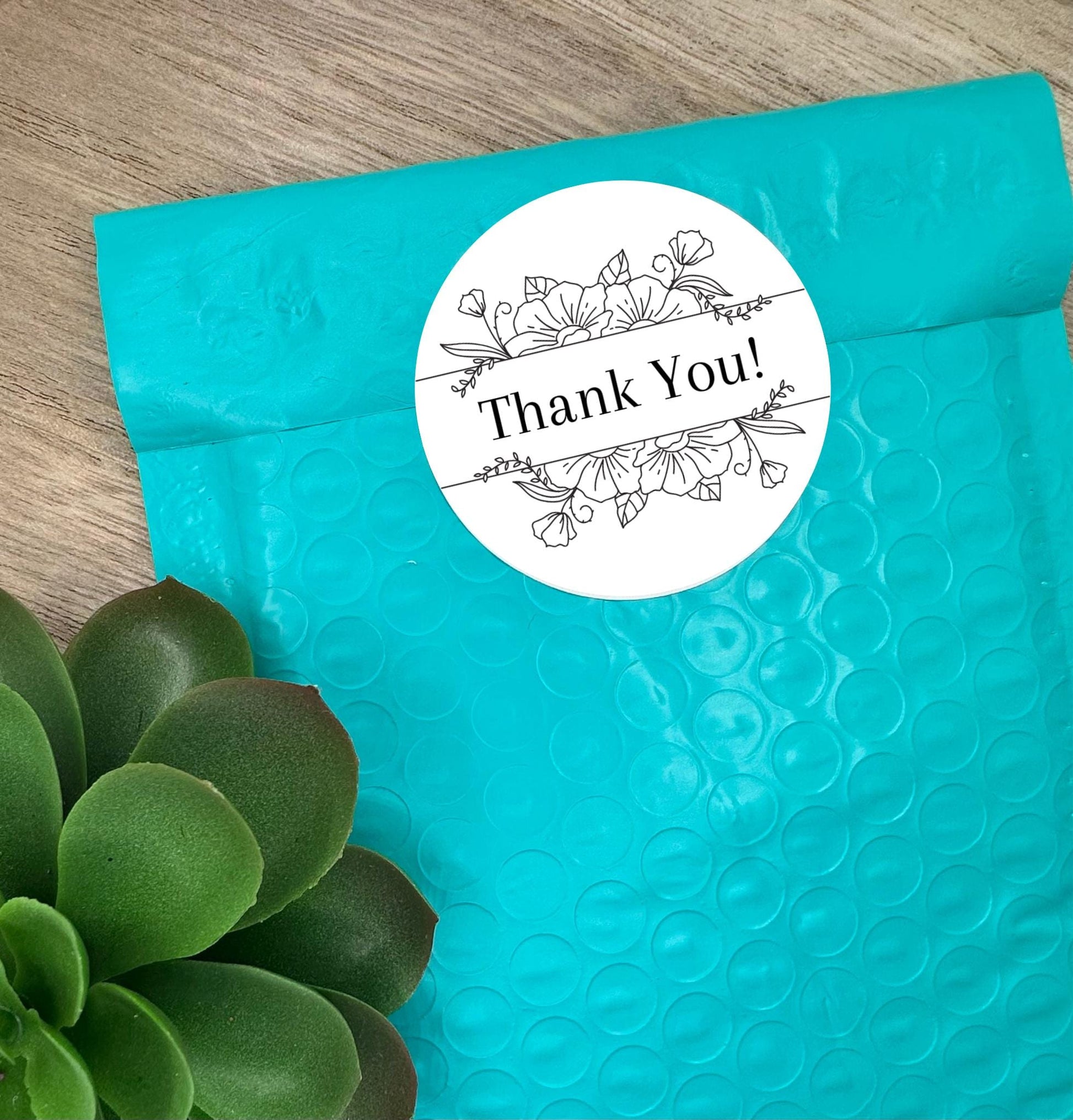 Thank You Dainty Floral Boarder Stickers, Round 2in Business Packing Stickers