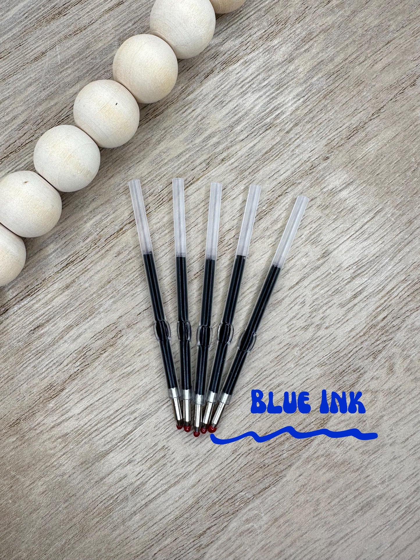 10 PACK - Ink Refills for Standard Beadable Pens | Black Blue Pink Red Purple | 6.2CM