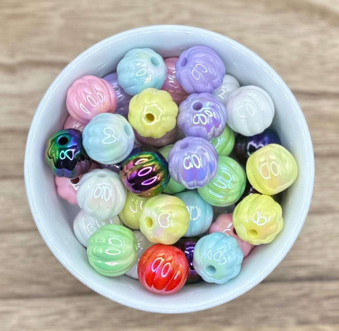 Pumpkin MIXED UV 16mm 10pcs Round Printed Acrylic Beads