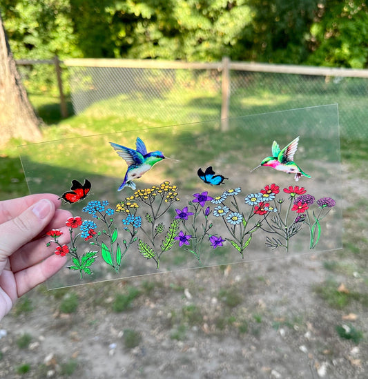 Hummingbird Flowers UV DTF Can Cup Wrap - Ready to Apply