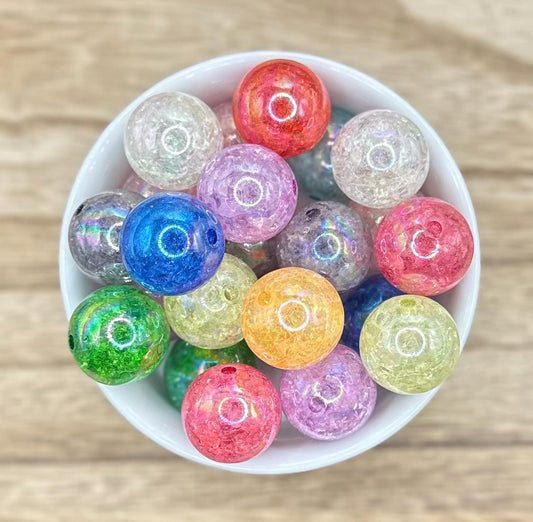 Crackle MIXED UV 20mm 10pcs Round Printed Acrylic Beads
