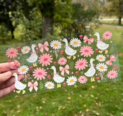 Geese and Bows | Ducks and Bows | UV DTF Can Cup Wrap | Ready to Apply