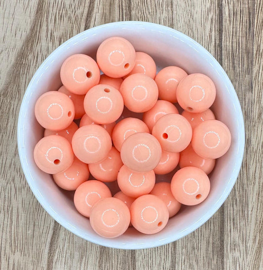 Peach Glossy Liquid 15mm Round Silicone Beads