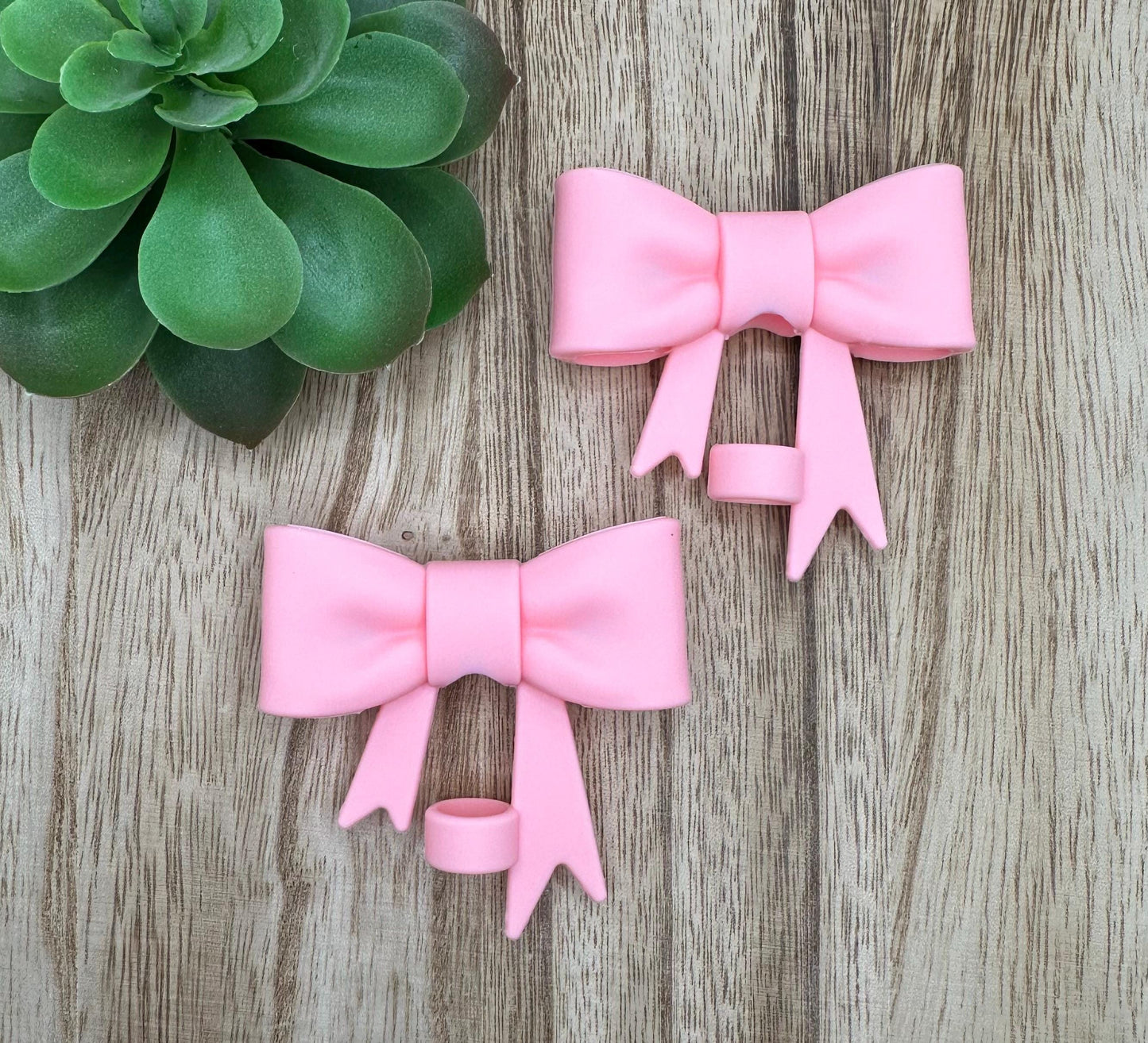 Baby Pink Matte Pink Bow Straw Topper: Food-Grade Silicone Dust Cover