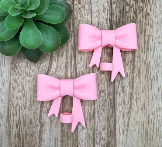 Baby Pink Matte Pink Bow Straw Topper: Food-Grade Silicone Dust Cover