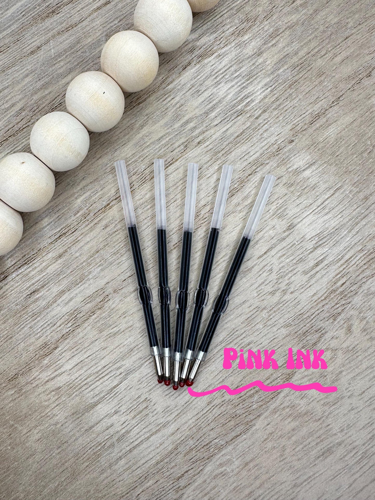 10 PACK - Ink Refills for Standard Beadable Pens | Black Blue Pink Red Purple | 6.2CM