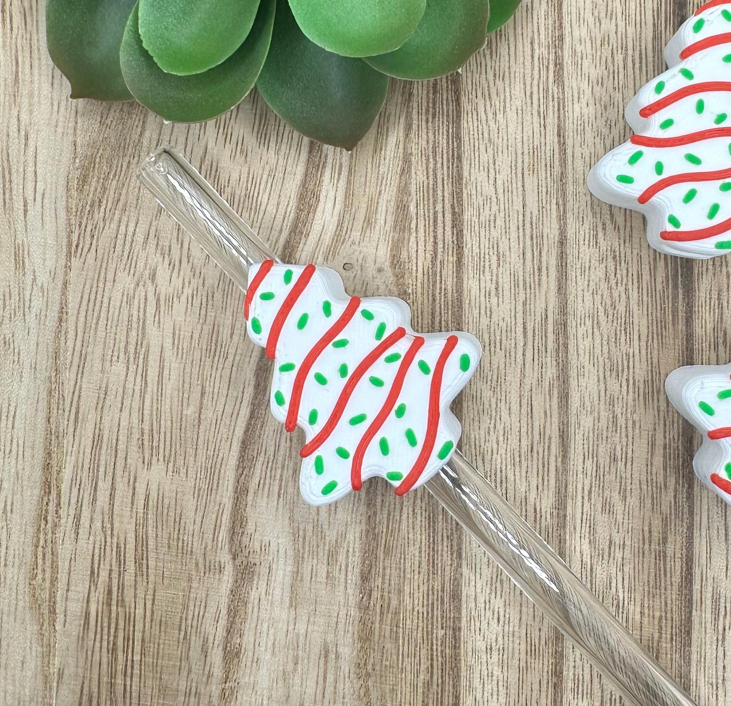 Christmas Tree Cake Straw Charm "Topper"