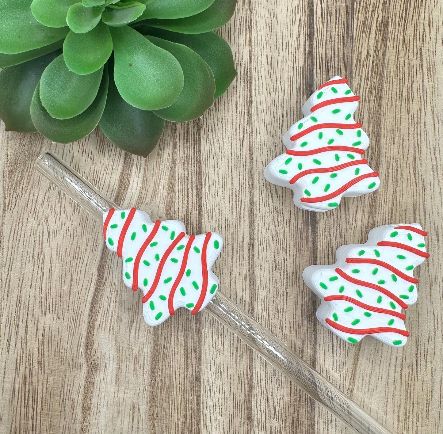Christmas Tree Cake Straw Charm "Topper"