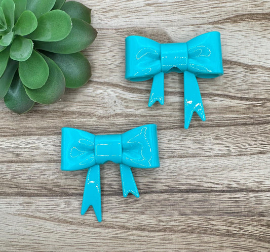 Solid Turquoise Glossy Bow Focal/Straw Topper: Food-Grade Silicone Dust Cover