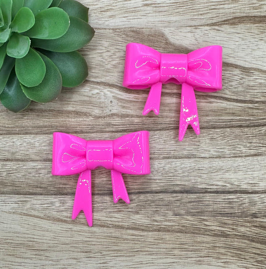 Solid Bright Pink Glossy Bow Focal/Straw Topper: Food-Grade Silicone Dust Cover