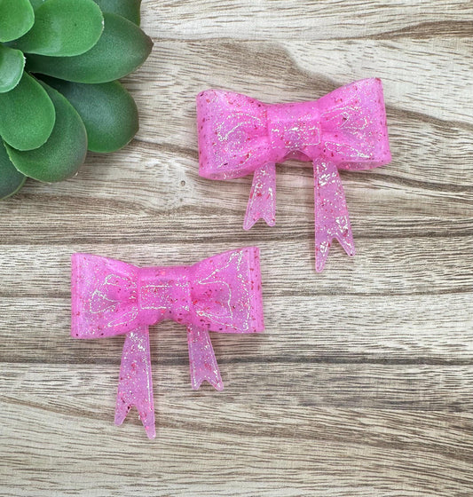 Chunky Glitter Pink Glossy Bow Focal/Straw Topper: Food-Grade Silicone Dust Cover
